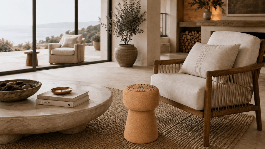 コルクスツール Champagne France サイドテーブル Champagne Cork Stool | Recycled Cork Seat & Side Table – Provence